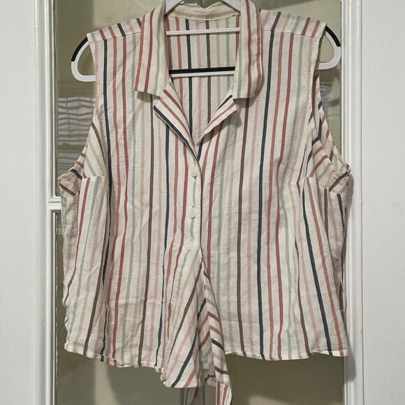 Bundle of two sleeveless summer tops asymmetrical collared wrap sheer blouse - Picture 4 of 12